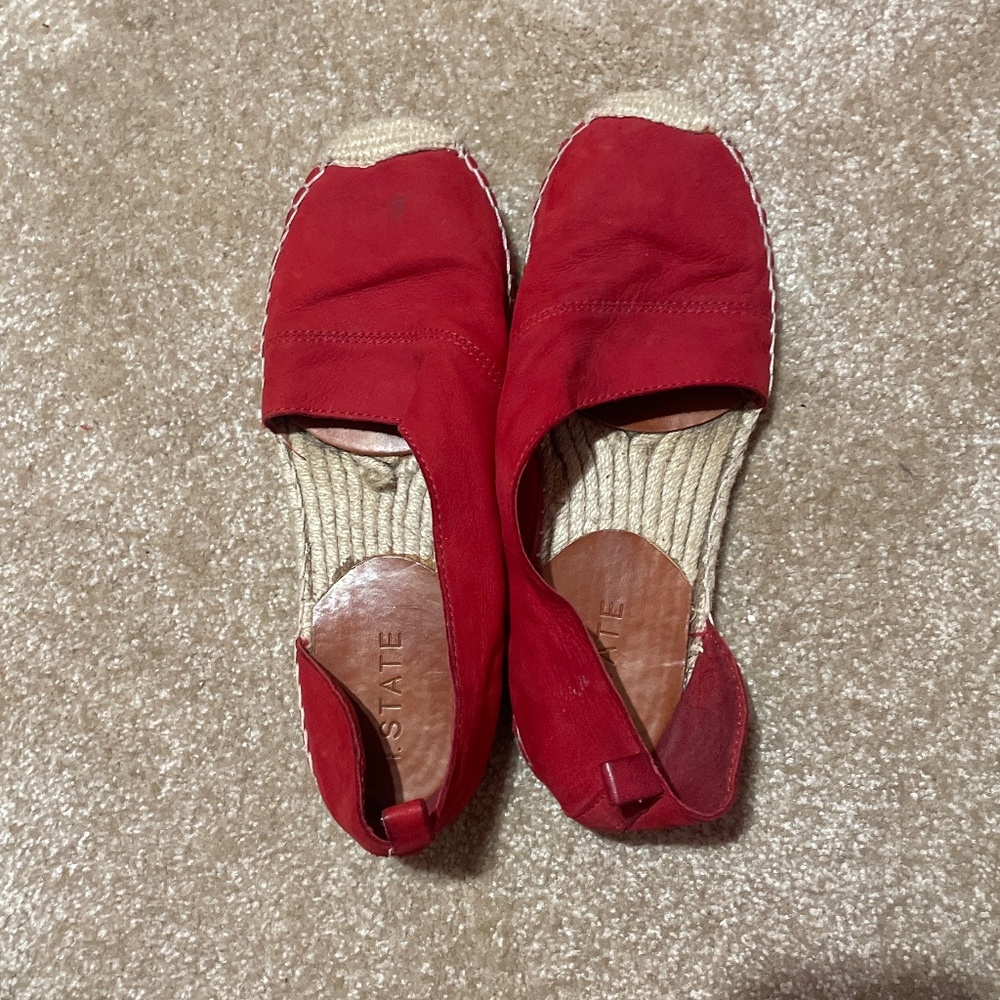 red cutout shoes